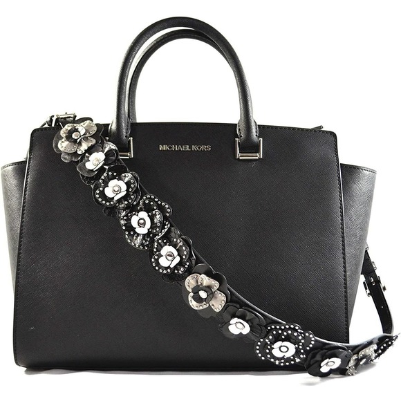 Michael Kors SELMA Large TZ Satchel Handbag Bag Saffiano Leather Black New $498 - Picture 1 of 3